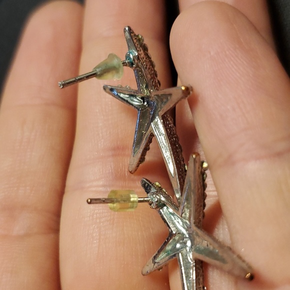 Silvertone Starfish Earrings and Deep Blue Silvetone Necklace Set - Picture 7 of 7